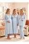 New Season Blue with Piped Detail, Nursing-Friendly Design, Long-Sleeved, 100% Cotton Maternity and Postpartum Robe, Nightgown, and Pajama Set - 3