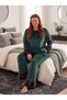 New Season Women's Velvet Plush Detailed Design Long Sleeve Plus Size (Oversized) Pajama Set - 6