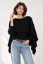 Cape-Style Brioche Knit Boat Neck Sweater with Collar Detail