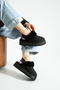 Women's Winter Slippers with Elastic Back and Fur-Lined Interior for Indoor and Outdoor Use - Black - 3
