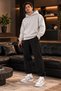 Men's Baggy Adjustable Cuff 3-Thread Brushed Inside Loose Fit Comfortable Black Sweatpants RF0563 - 2