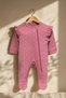 Girls' Baby Romper with Plum Polka Dot Pattern, 100% Cotton, Footed, with Shoulder Detail, 0–3 Months - 2