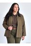 Peak New Season Khaki Plus-Size Velvet-Collar Women's Jacket with Boat Neck