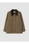 Peak New Season Khaki Plus-Size Velvet-Collar Women's Jacket with Boat Neck - 3