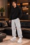 Men's Baggy Adjustable Cuff, 3-Thread Brushed Inside Hem, Wide-Leg Fit, Comfortable Gray Sweatpants RF0563 - 3