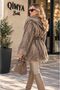 ROBIN Women's Leather-Belted Tasseled Faux Fur Coat - 8