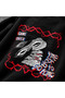 Men's Black Oversized Sweatshirt with Red Glitch Rabbit Print, 3-Ply Brushed Inside Crew Neck, Streetwear - 2