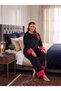 New Season Women's Velvet Plush Detailed Design Long Sleeve Plus Size (Oversized) Pajama Set - 6