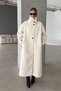 MNG Model Ecru Long-Lined Premium Quality Pilling-Resistant Comfortable Fit Women's Melton Coat