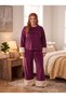 New Season Women's Velvet Plush Detailed Design Long Sleeve Plus Size (Oversized) Pajama Set - 8