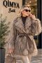 ROBIN Women's Leather-Belted Tasseled Faux Fur Coat