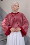 Striped Casual Knit Sweater T2623 - RED