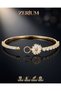 Women's Cuff Bracelet, Gold-Toned, with Flower Motif and Zircon Stones - 5