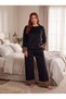 New Season Women's Velvet Plush Detailed Design Long Sleeve Plus Size (Oversized) Pajama Set - 3