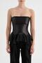 Women's Satin-Lined Chiffon Strapless Corset with Detailed Design - 5