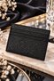 7-Compartment Slim-Design Black Glittery Card Holder & Wallet - 2