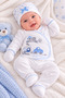 Newborn Baby Boy 5-Piece Hospital Discharge Set: Blue-Patterned Bodysuit Set