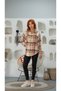 Women's Pink and Ecru Plaid Button-Down Oversized Shirt - 2