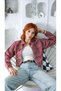 Women's Pink Plaid Zip-Up Cropped Shirt Jacket - 3
