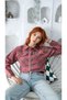 Women's Pink Plaid Zip-Up Cropped Shirt Jacket - 4