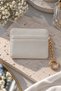 Faux Leather-Look Chain-Strap Bag Charm: 3-Compartment White Card Holder & Wallet