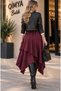 Bebe Plus Women's Asymmetrical Cut Front Short Back Long Layered Flounce Elastic Waist Faux Suede Skirt - 4