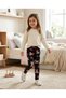 Girls' Corded Fabric, 100% Cotton Patterned 3-Piece Leggings Set - 3