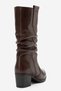 Women's Short-Heeled Boots with Gussets, Genuine Leather, SABINE BROWN - 3