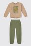 Girls' "Çağla 2" Brushed Inside Top and Bottom Set, 2-Piece Set
