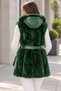 Women's Hooded Plush Vest with Belt Detail, Faux Leather Accents, Zip Detail, Sleeveless, and Zippered Pockets—Long Vest - 5