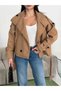 Women's Stand Collar Buttoned Waist-Tied Jacket Cashmere Coat - 2