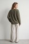 100% Cotton Single Jersey Oversized Women's Long-Sleeve T-Shirt, Compact Jersey, Soft Fabric, Loose Fit, Breathable and Moisture-Wicking, Basic Khaki Green T-Shirt - 6