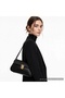 Women's Black Vintage-Textured Gold-Locked Baguette Shoulder Bag—Trendy Bag with Thin Straps, Chic Everyday Bag - 3