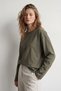 100% Cotton Single Jersey Oversized Women's Long-Sleeve T-Shirt, Compact Jersey, Soft Fabric, Loose Fit, Breathable and Moisture-Wicking, Basic Khaki Green T-Shirt