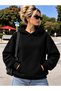 Black "Love" Butterfly-Printed 3-Ply Shadown Oversized Hooded Sweatshirt - 2