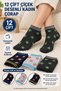 12 Pairs of Women's Socks with Floral Print – Value Pack, Assorted Colors, for Everyday Use - 2