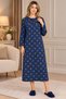 Mecit 6419 Navy Blue 100% Cotton Plus Size Women's Nightgown