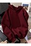 Burgundy "Love" Butterfly-Printed 3-Ply Shade Oversized Hooded Sweatshirt - 4