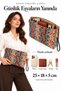 Nora Women's Portfolio Handbag - Patterned Clutch Bag with Wrist Strap - 2