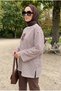Women's Crew Neck Striped Printed Oversized Modest Sweatshirt Tunic, 75 cm - 3