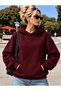 Burgundy "Love" Butterfly-Printed 3-Ply Shade Oversized Hooded Sweatshirt - 2