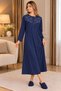 Mecit 6418 Navy Blue 100% Cotton Plus Size Women's Nightgown - 3