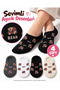4 Pairs of Women's Ballet Flats with Teddy Bear Print and "BEAR" Lettering – Assorted Colors
