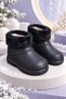 Bonny Kids' Black Waterproof EVA Winter Rain Boots with Plush Lining - 7