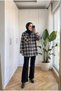 Women's Woodcutter Plaid Oversized Pocketed Modest Shirt Tunic - 3
