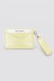 Cream-Detailed Wrinkled Patent Leather Card Holder - Mini Wallet with Removable Gold Bracelet Pouch - 4