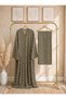 Polka Dot Abaya Set - 2 Piece Abaya + Matching Hijab - Double Chiffon Abaya - Front Button Closure - Flowing Long Sleeve Modest Abaya (5 colors)