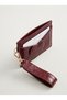 Cream-Detailed Wrinkled Patent Leather Card Holder - Mini Wallet with Removable Gold Bracelet Pouch - 4