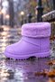 Bonny Kids Purple Waterproof EVA Winter Rain Boots with Plush Lining - 6