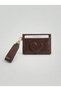 Women's Bitter Coffee Detailed Wrinkled Patent Leather Card Holder - Mini Envelope Wallet with Removable Gold Bracelet - 3